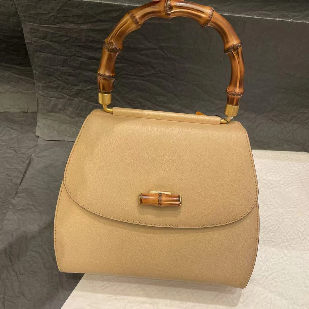 95新 GUCCI/古驰 【小考拉】GUCCI 卡其色竹节手提包