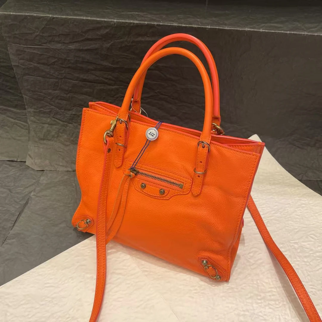 95新 Balenciaga/巴黎世家 【小考拉】巴黎世家 橘色小号机车斜挎包