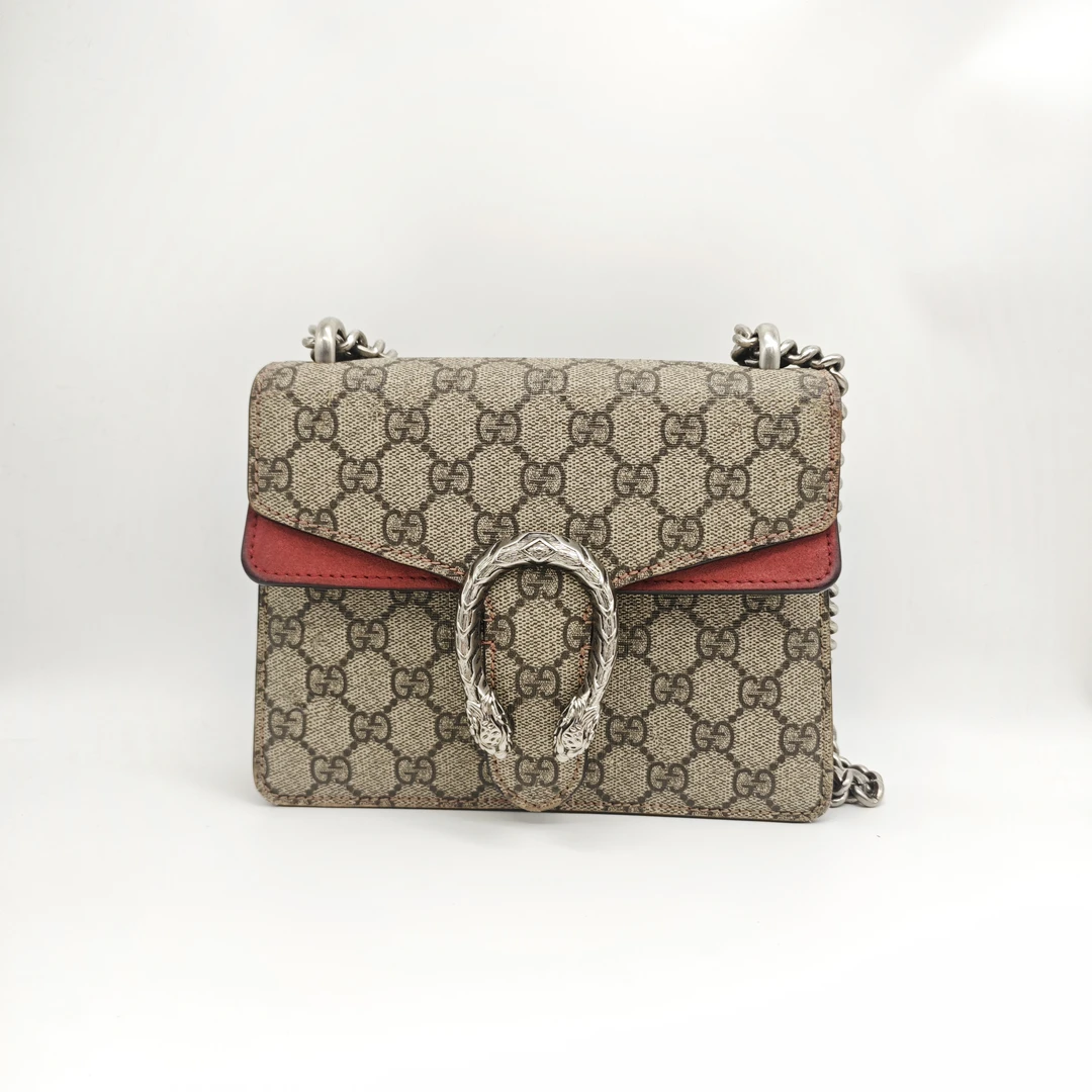 95新 GUCCI/古驰 Gucci/ 老花红色小号酒神斜挎包W28280