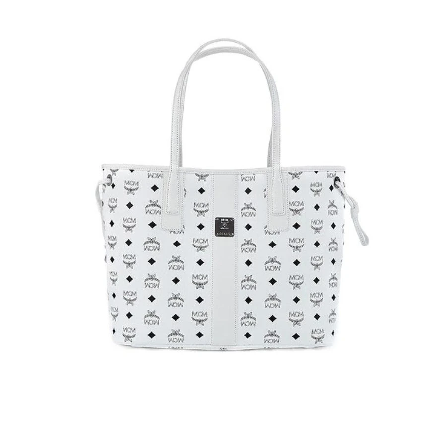 95新 MCM Mcm/ 新款白色托特小号单肩包