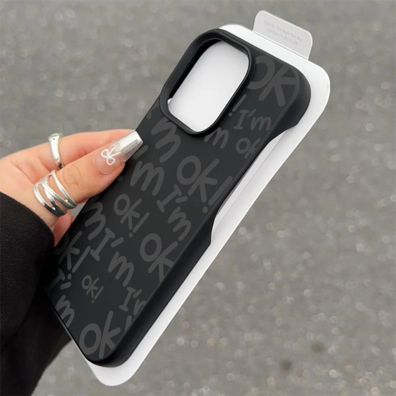 I'M OK英文半包软壳适用苹果16/15promax手机壳iphone14/12/11/13