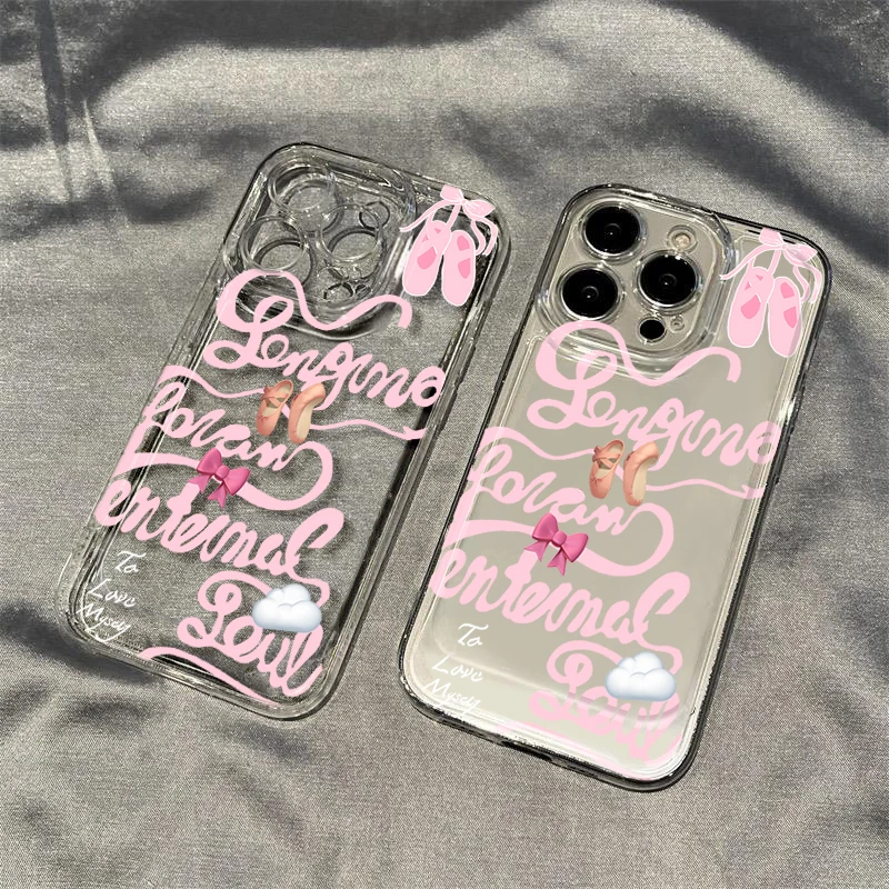 ins粉色英文iPhone15ProMax手机壳苹果14PRO透明13新年12 11全包