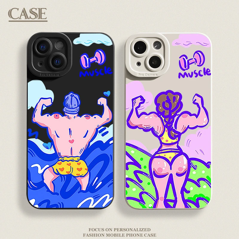 肌肉情侣适用iPhone15ProMax手机壳14苹果13硅胶12软7p8p男女11xs