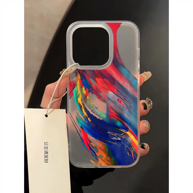 定格油墨色彩iPhone15_14promax磨砂手机壳11苹果13_12创意卡通11