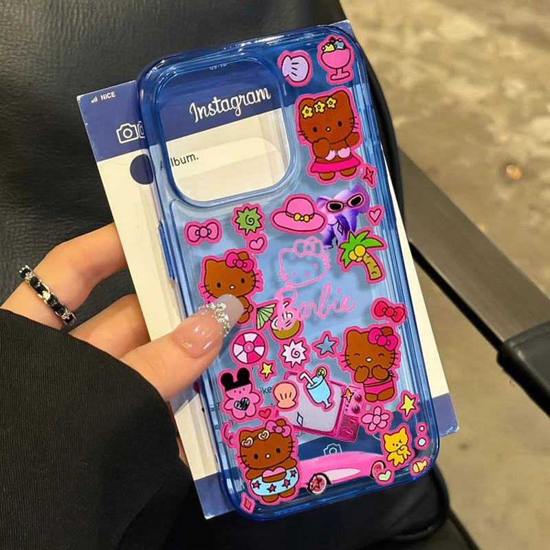 美黑KT猫适用iphone16/15p/14promax苹果11手机壳13软胶12卡通8