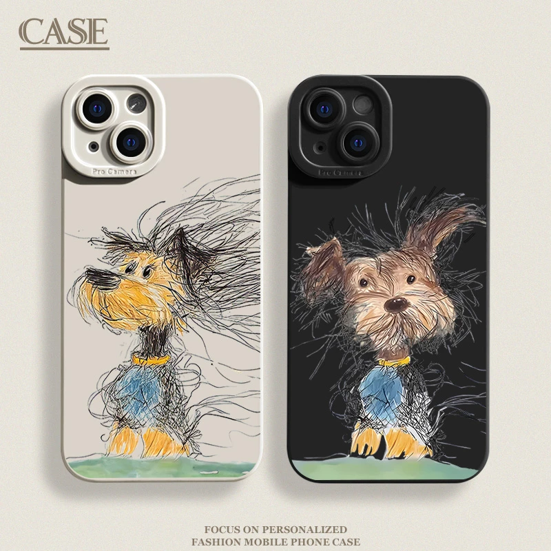 凌乱小狗适用iPhone15ProMax手机壳16苹果14硅胶13软7p12男女11xs