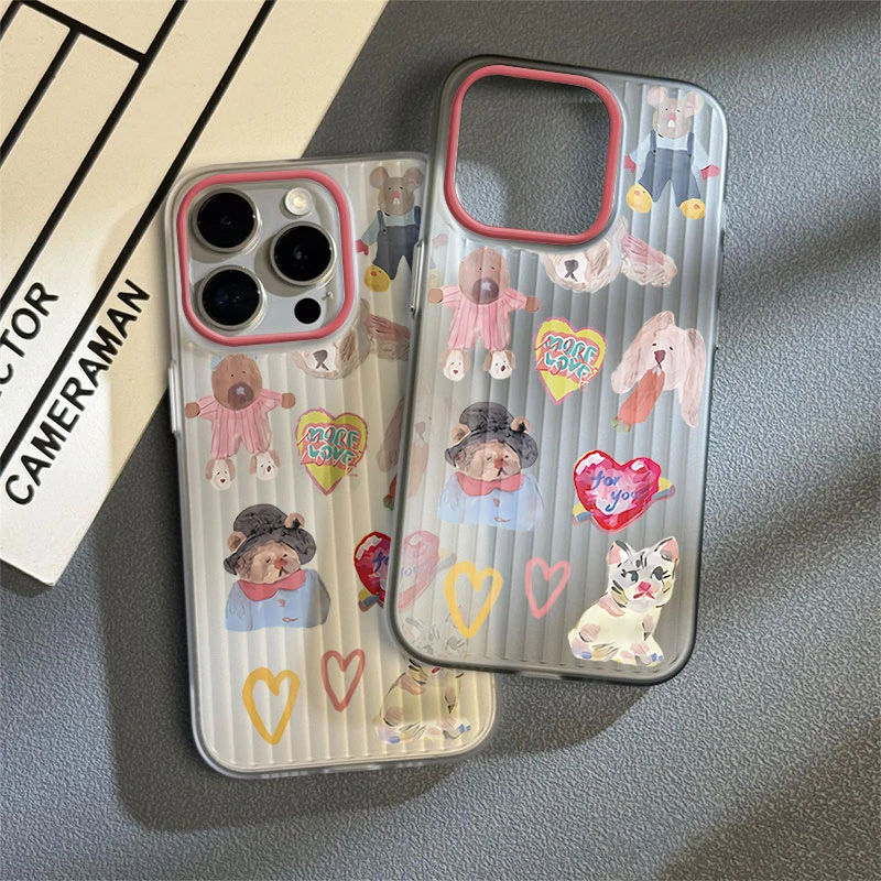 爱心小熊适用于苹果15Promax手机壳iPhone14防摔13pro卡通12/11软
