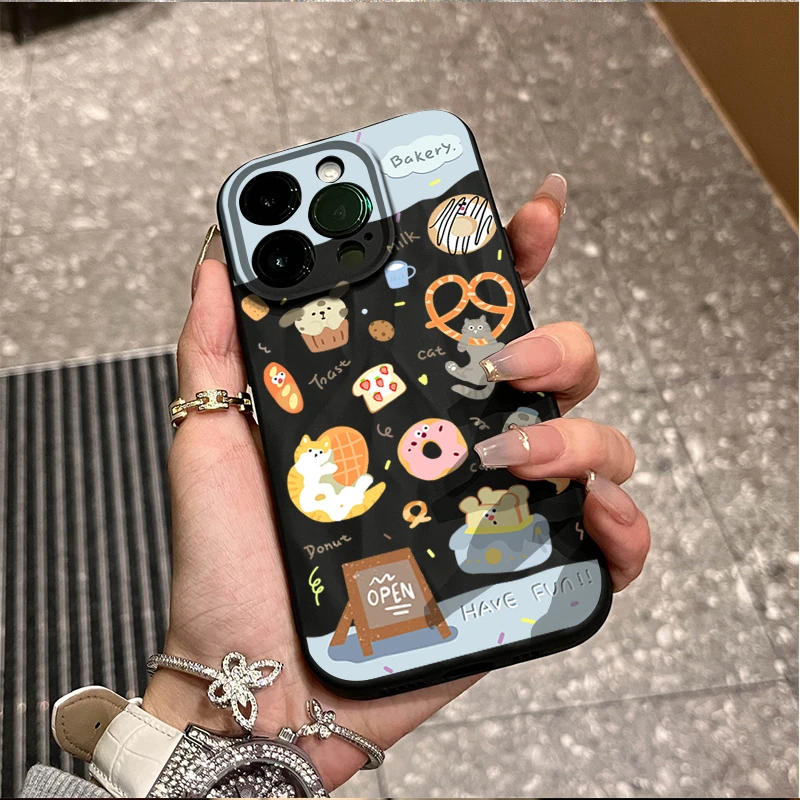 动物甜点小屋苹果15promax褶皱手机壳iphone14全包13p12软壳11/8