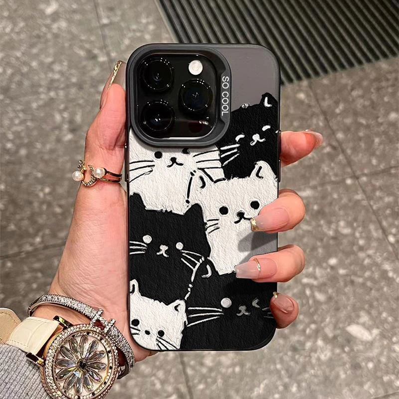油画小猫iPhone15_14promax手机壳可爱高级11苹果13_12软套xr防摔