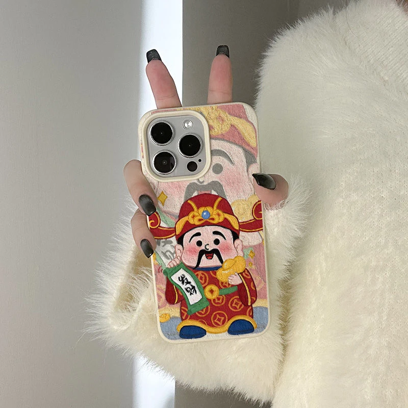 适用苹果13/15Promax手机壳14Plus财神爷iPhone11/12/xsmax全包x