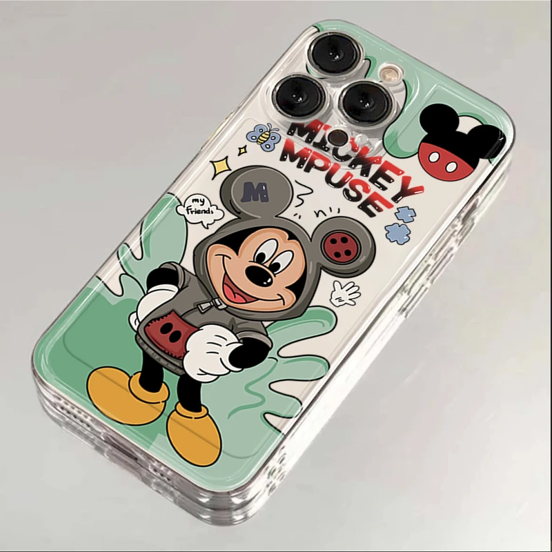 ins米奇卡通苹果15手机壳iPhone11个性 12 13透明14promax全包11