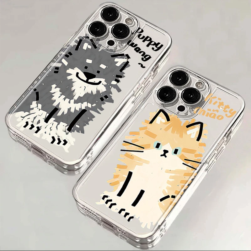 可爱猫狗苹果15手机壳iphone14promax高级13硅胶12透明11全包XSXR