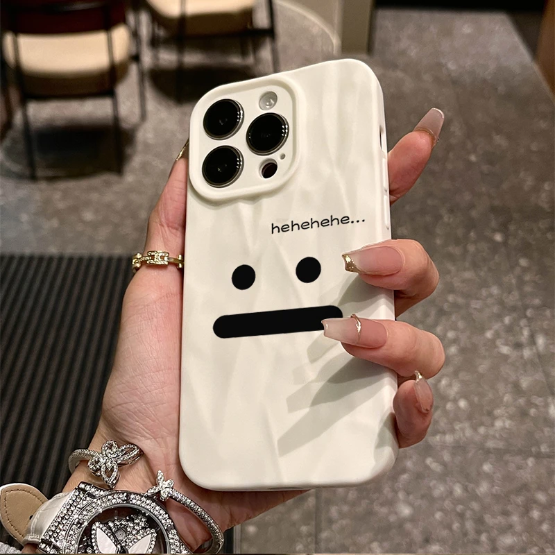 个性无语表情适用iphone15苹果手机壳14promax褶皱13pro全包12/11