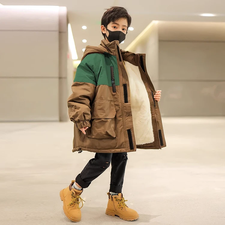 童装男童秋冬装洋气派克服棉服2023新款加绒加厚外套棉衣冬季款潮