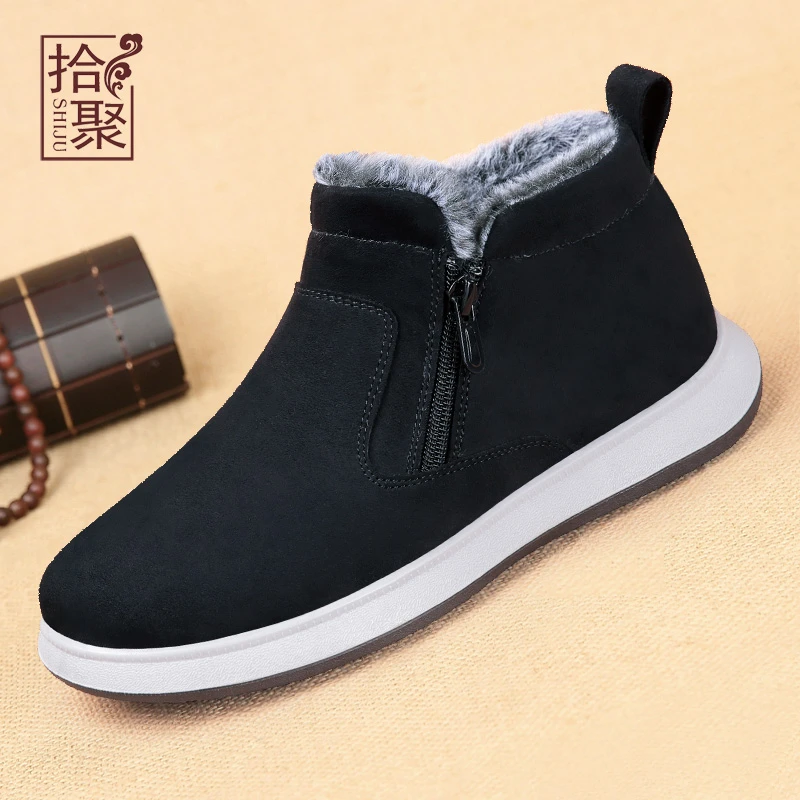 老北京布鞋加绒棉鞋2025冬季新款男士保暖鞋中老年棉靴休闲雪地靴