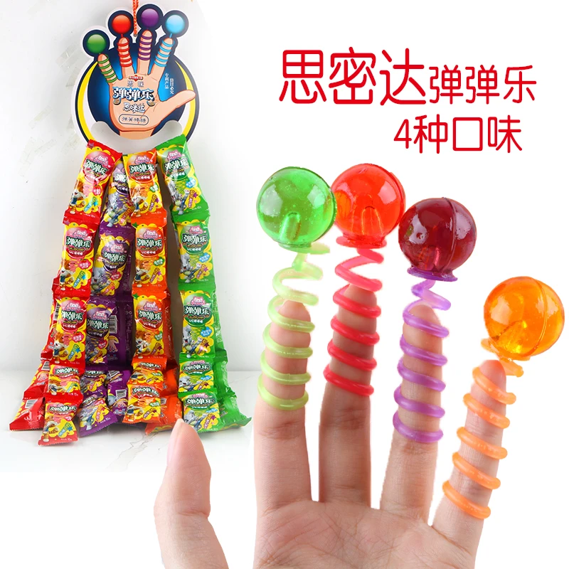 弹弹乐网红棒棒糖水果味弹簧趣味手指糖儿童奖励糖果超市零食