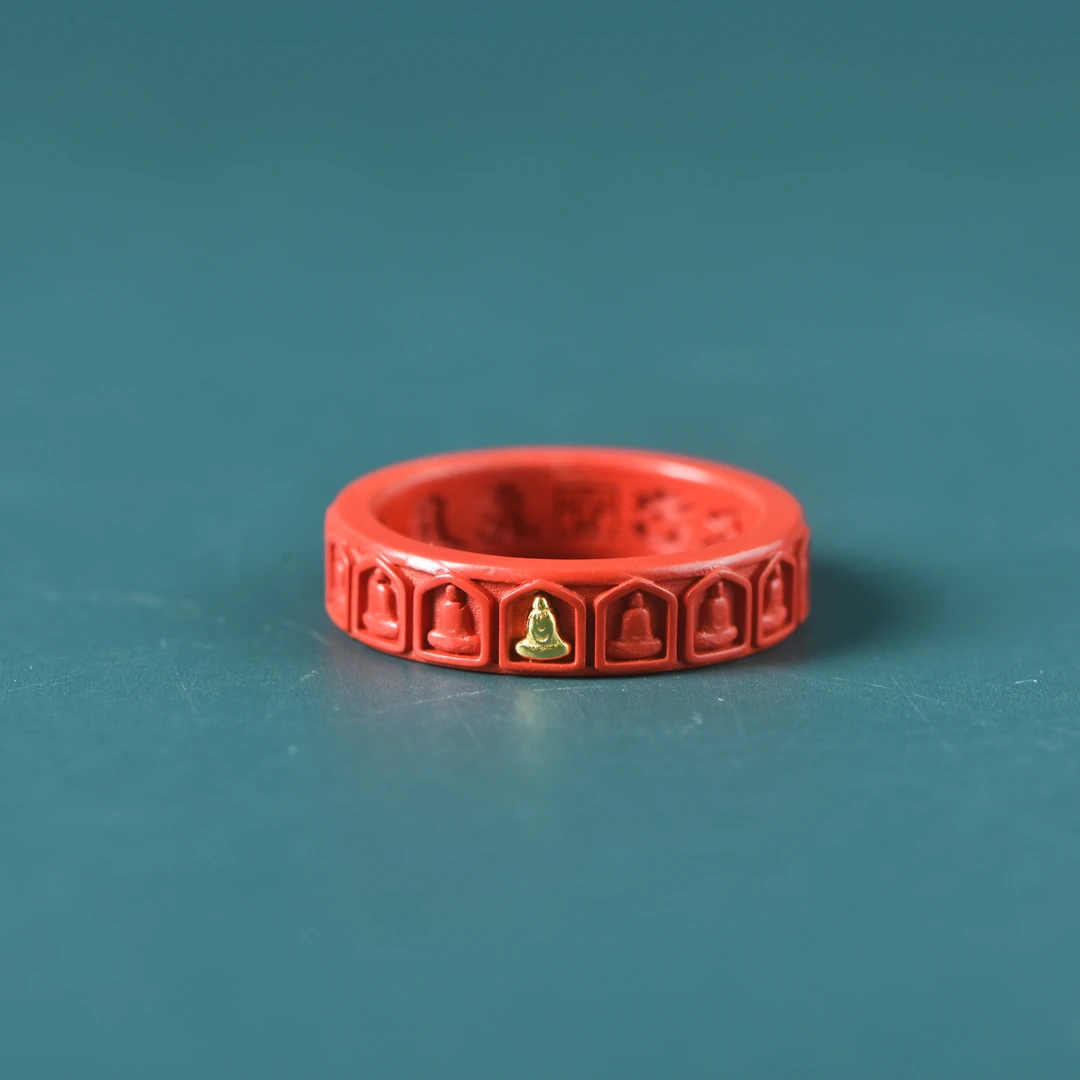 含辰砂工艺品朱砂无相佛戒指扳指