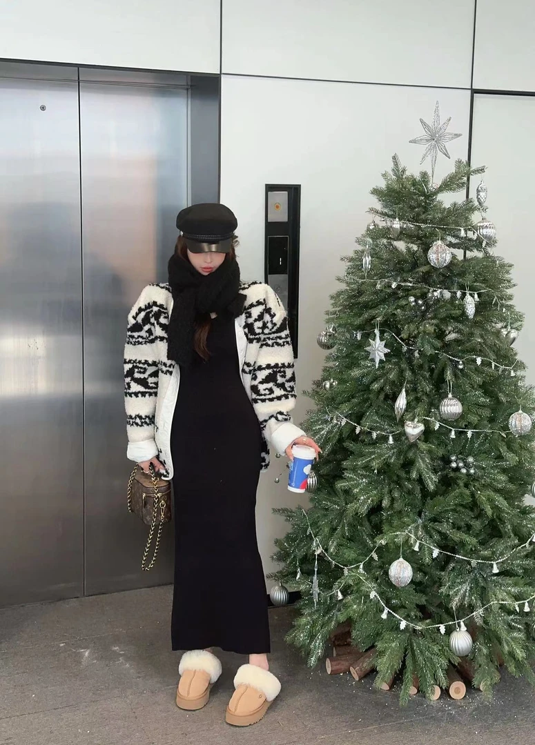 米娜家【首尔入冬】冬季复古夹棉毛毛衣外套