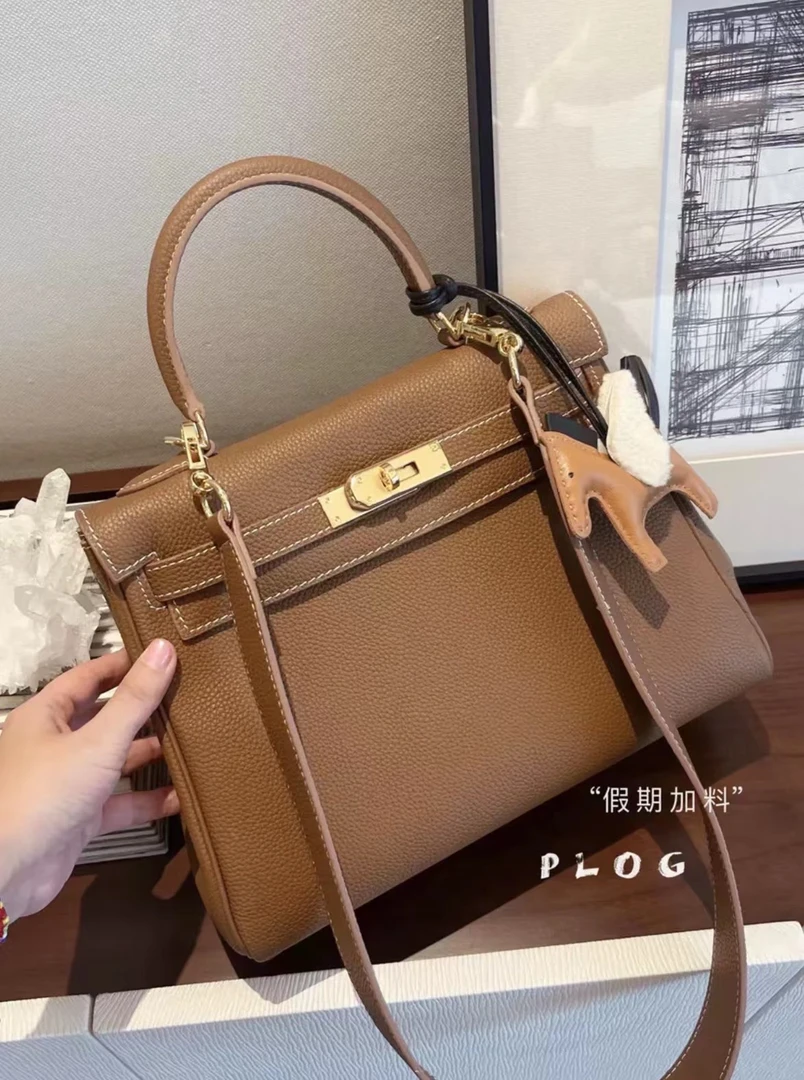 米娜家质感高级气质时尚荔枝纹凯莉包包