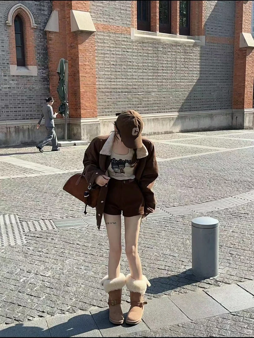 米娜家【半岛铁盒】复古港风加绒牛仔宽松冬款外套