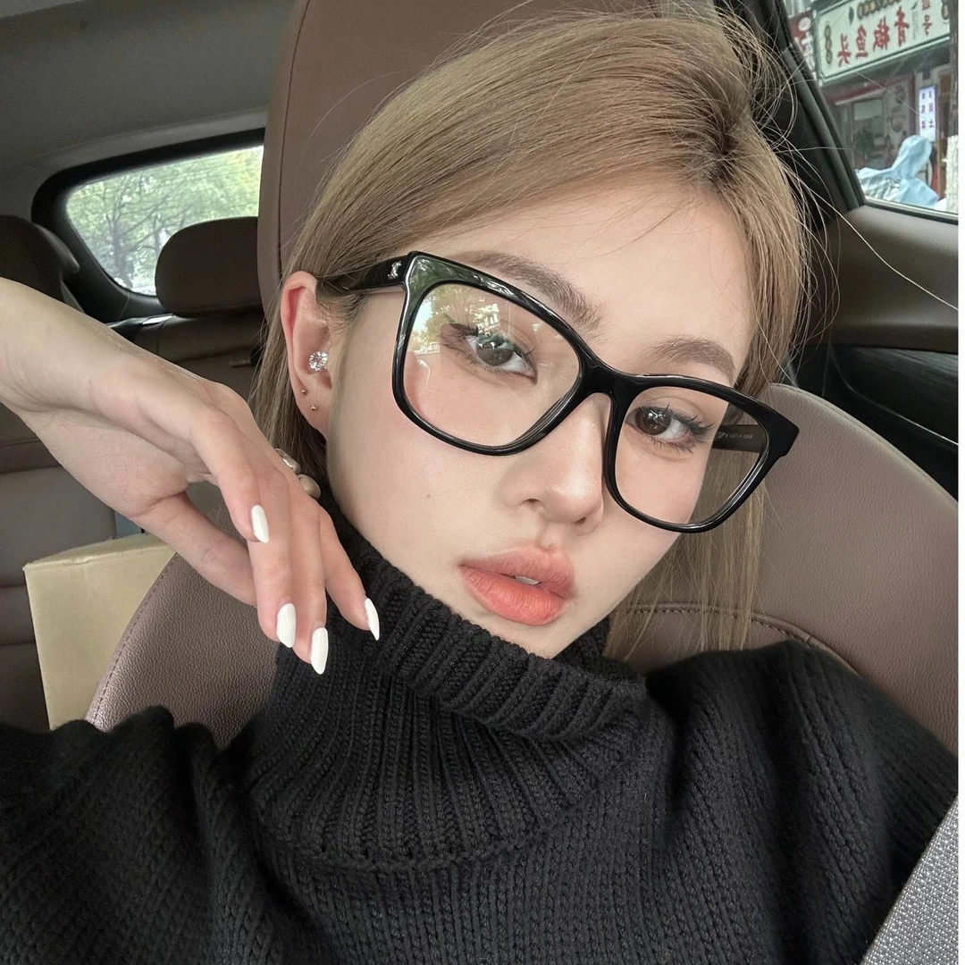米娜家权志龙同款粗框素颜眼镜护眼无度数超大黑色方形韩版网红