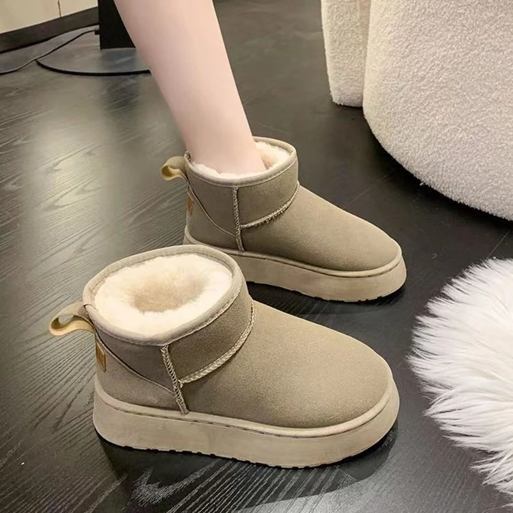 品牌清仓秋冬季回力休闲明星同款浅口毛一体雪地靴女mini加绒平底