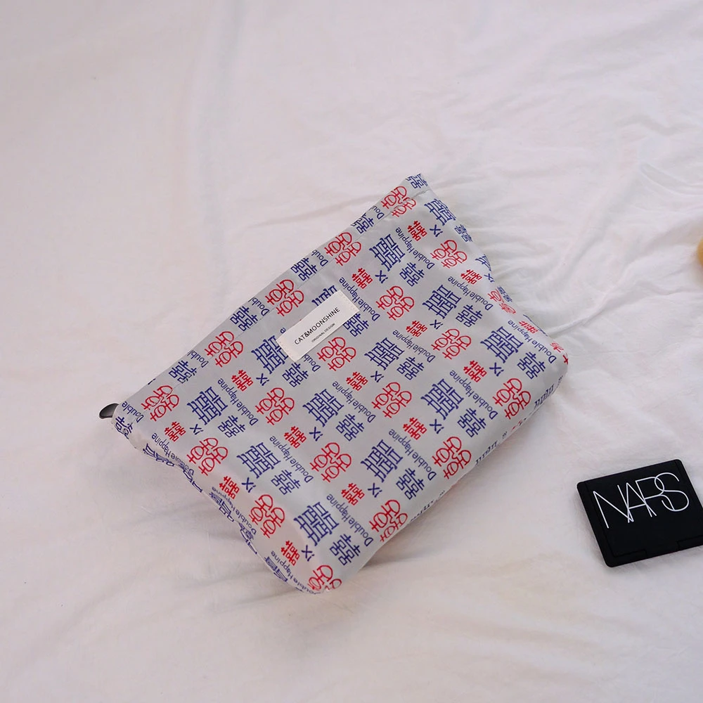 国风喜字撞色大容量化妆包收纳包便携洗漱包随身补妆包月事包