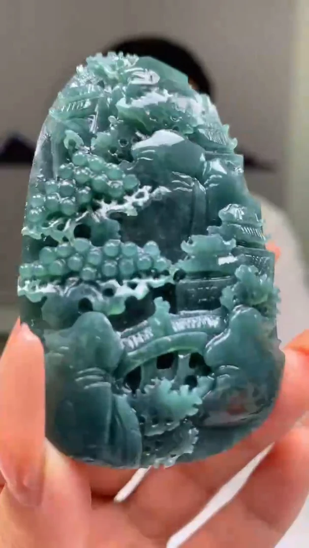 【闪购商品】定制翡翠未镶嵌3355kx-毛货33吊坠山水