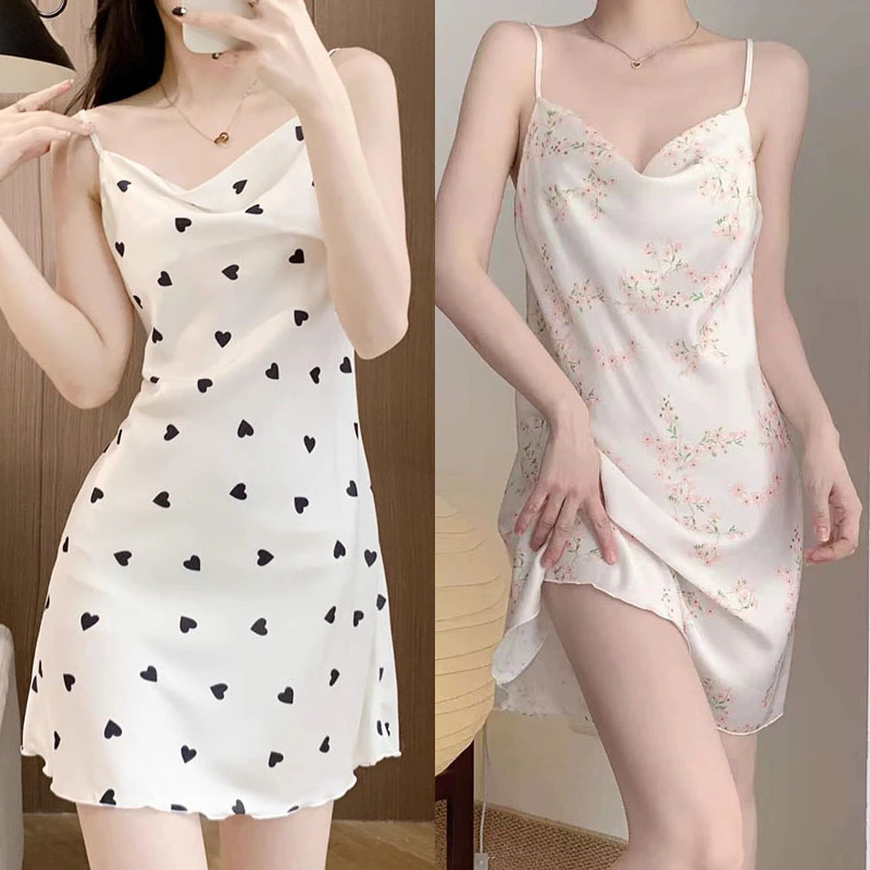 公主风睡裙薄荡领小碎花吊带睡裙女夏季ins风少女睡衣家居服