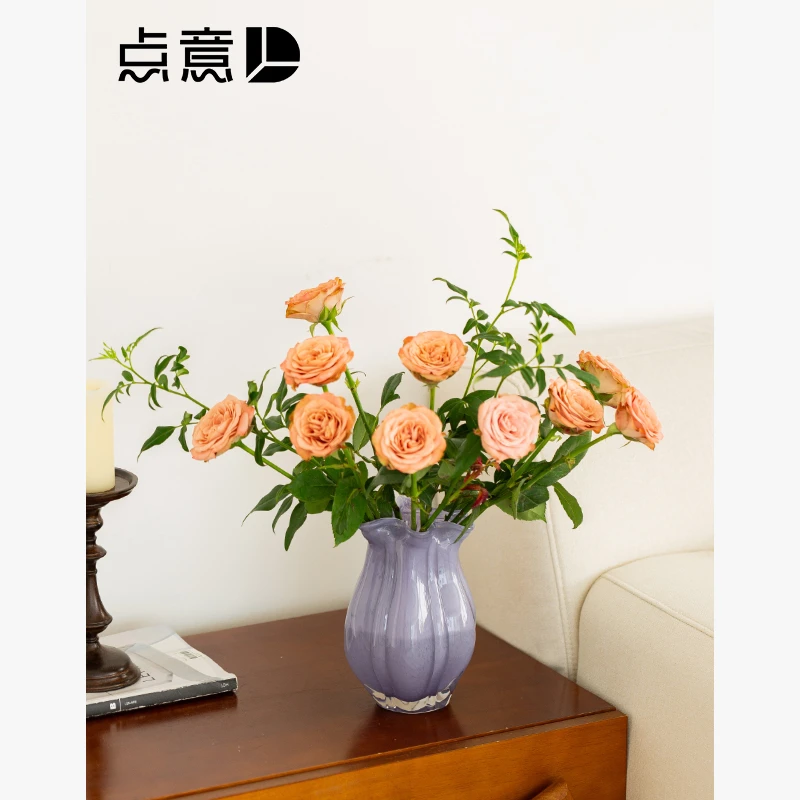 琉璃花瓶摆件客厅插花轻奢高级感水培玻璃瓶创意小众水养鲜花花器