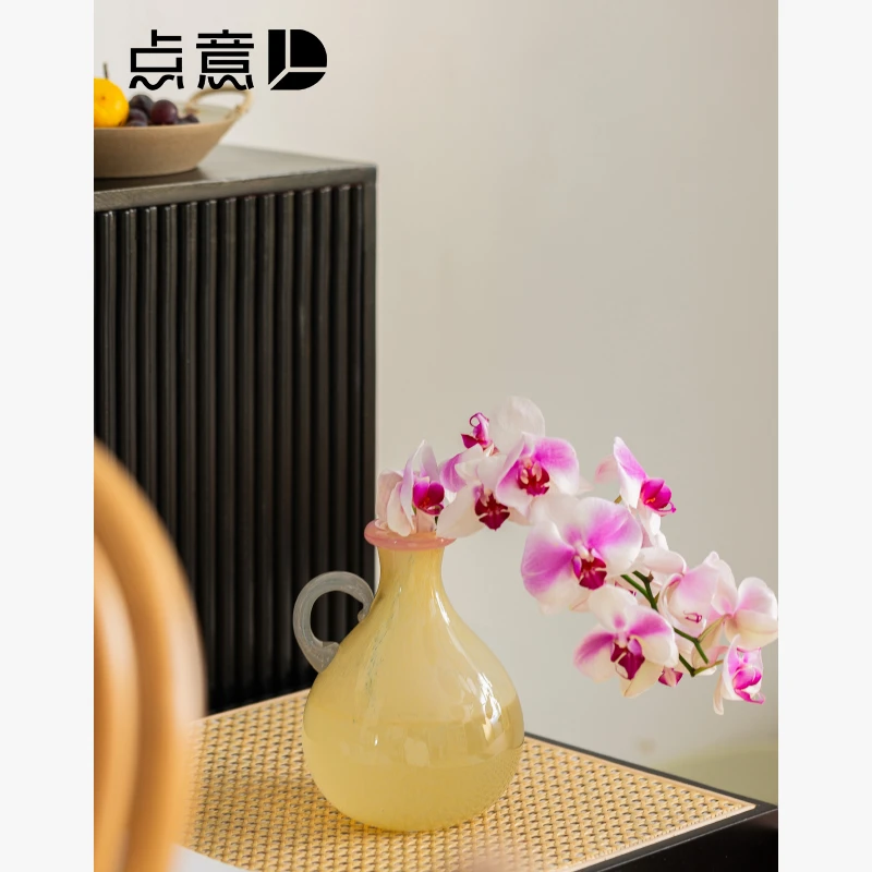 花瓶摆件客厅插花轻奢高级感水培玻璃瓶创意中古小众餐桌水养大