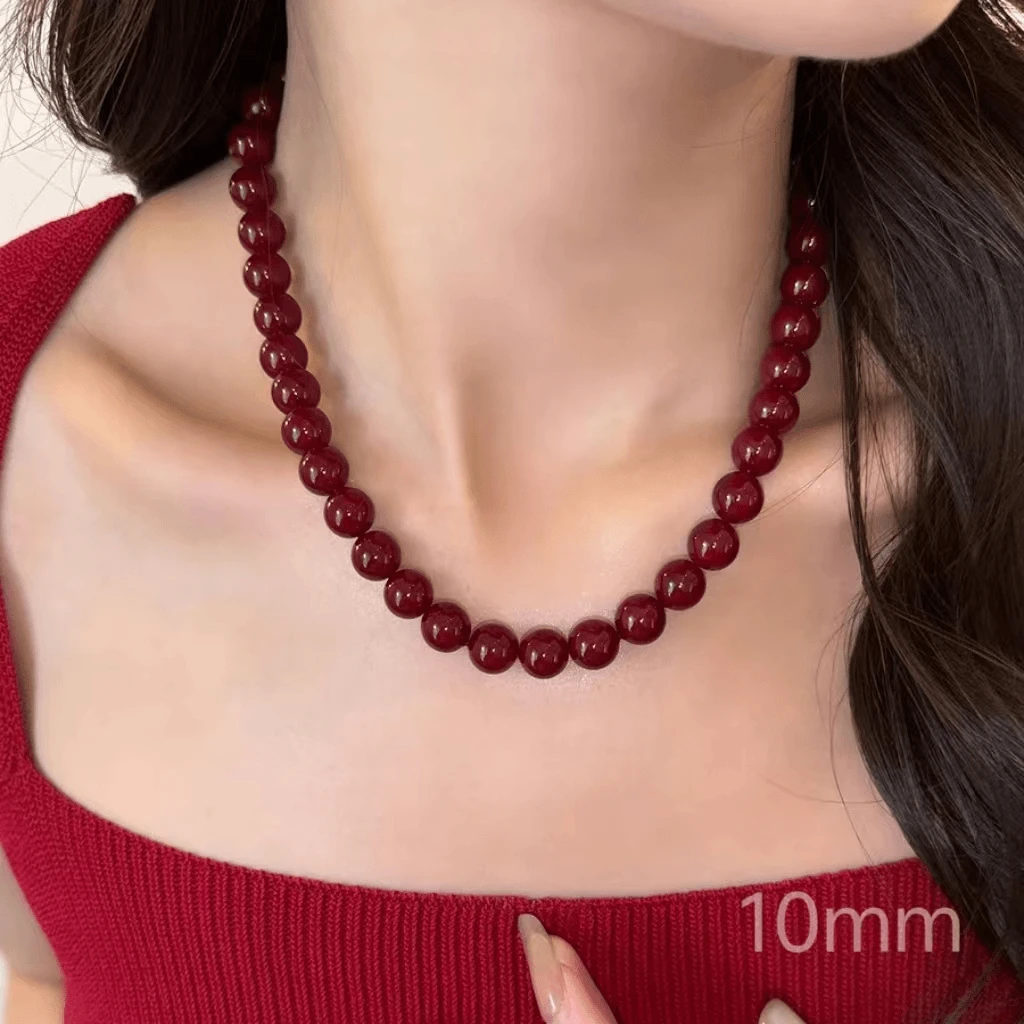 铜合金仿珍珠项链 安可拉红全珠妈妈链气质时尚项链A677