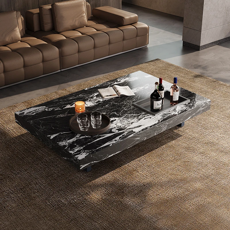 格美仕【909】新款古拉爵大理石茶几黑白灰岩板茶几北欧意式意式