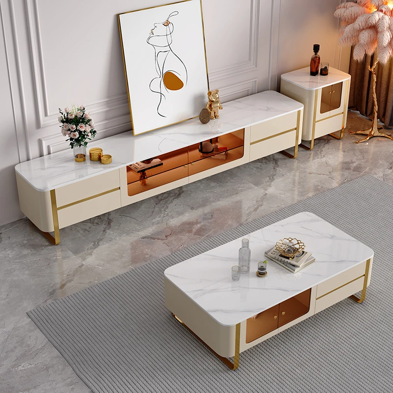 格美仕【意式现代简约岩板茶几电视柜客厅茶桌配套家具储物收纳柜】