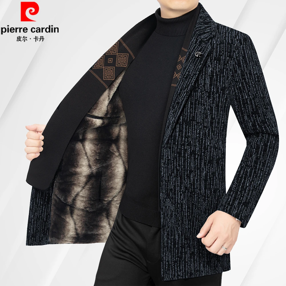 皮尔卡丹休闲西装外套男新款男士商务西服加绒加厚冬季外套