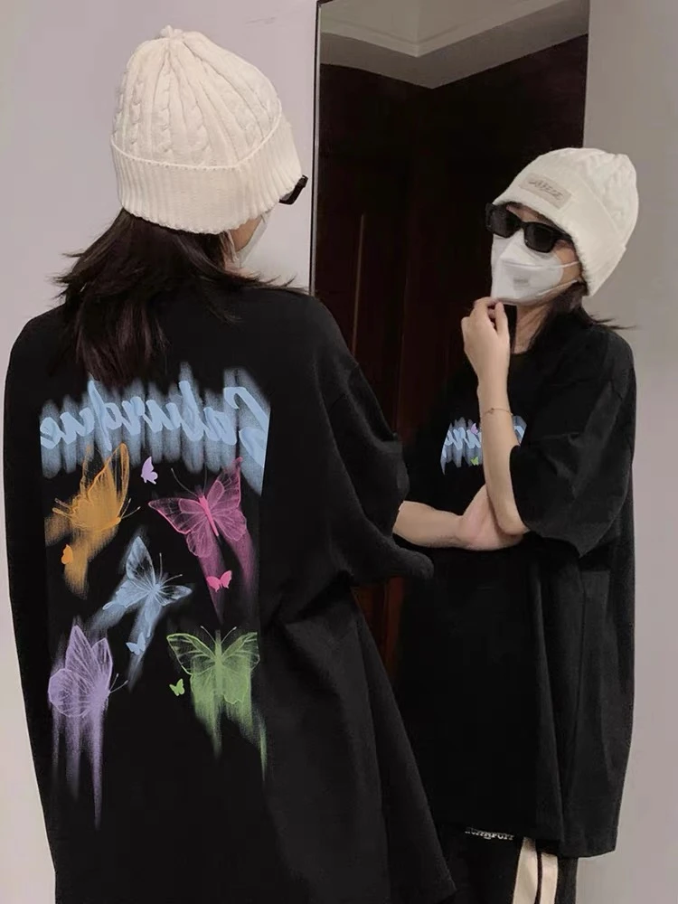 美式复古高级感纯棉宽松短袖T恤女夏季新款小个子潮牌宽松上衣服