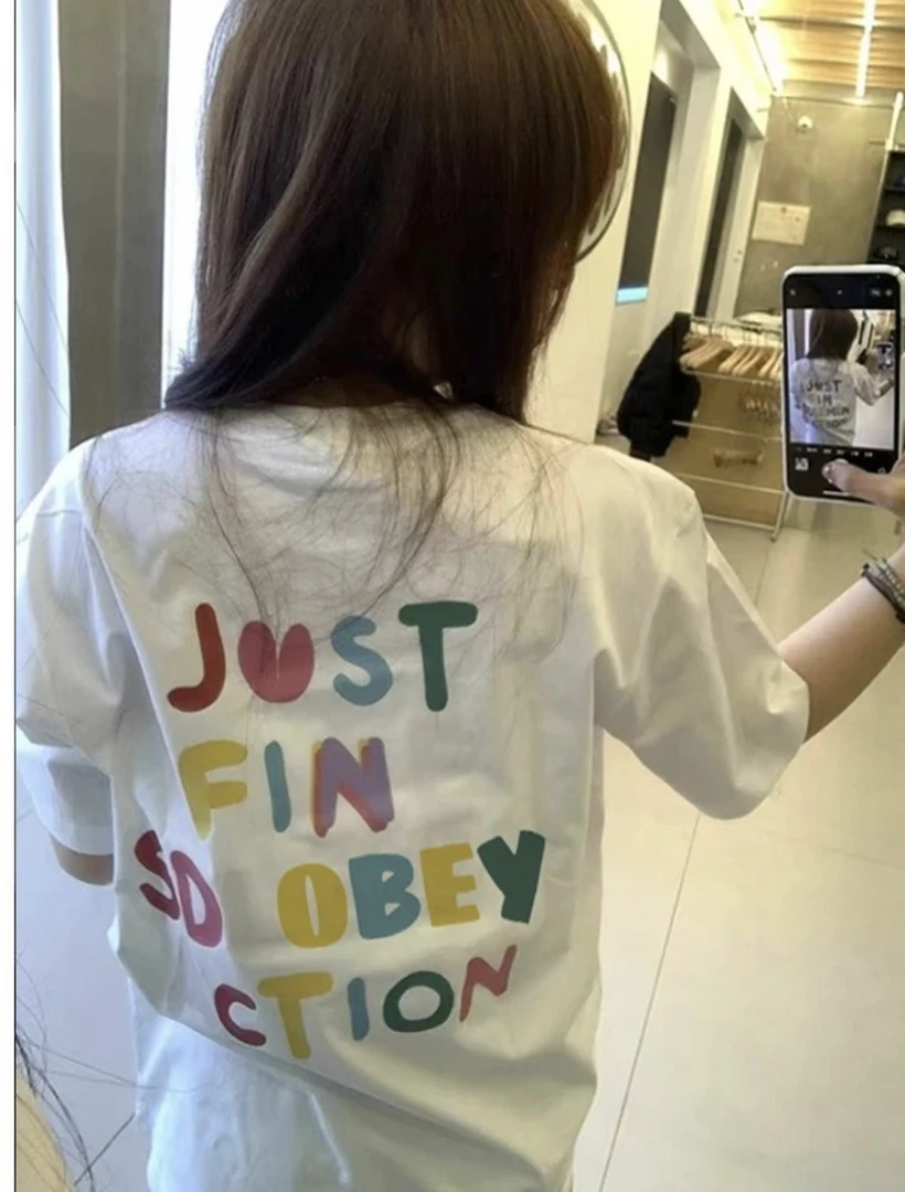 100%重磅纯棉短袖t恤女春夏新款学生韩版宽松半袖bf风上衣服ins潮