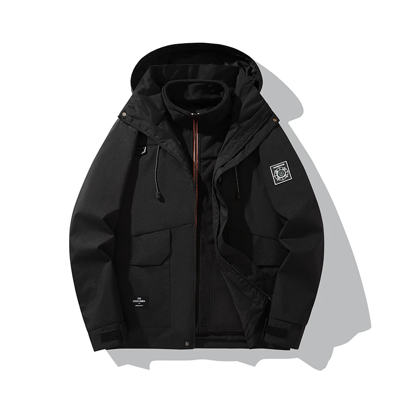 指南针新款高品质三合一潮牌户外防水防风男女同款冲锋衣两件套