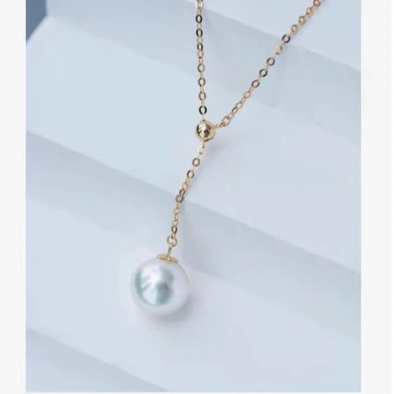 HAIXIJIN/海熙金天然淡水珍珠18K金项链Y型可调节毛衣链简约X020