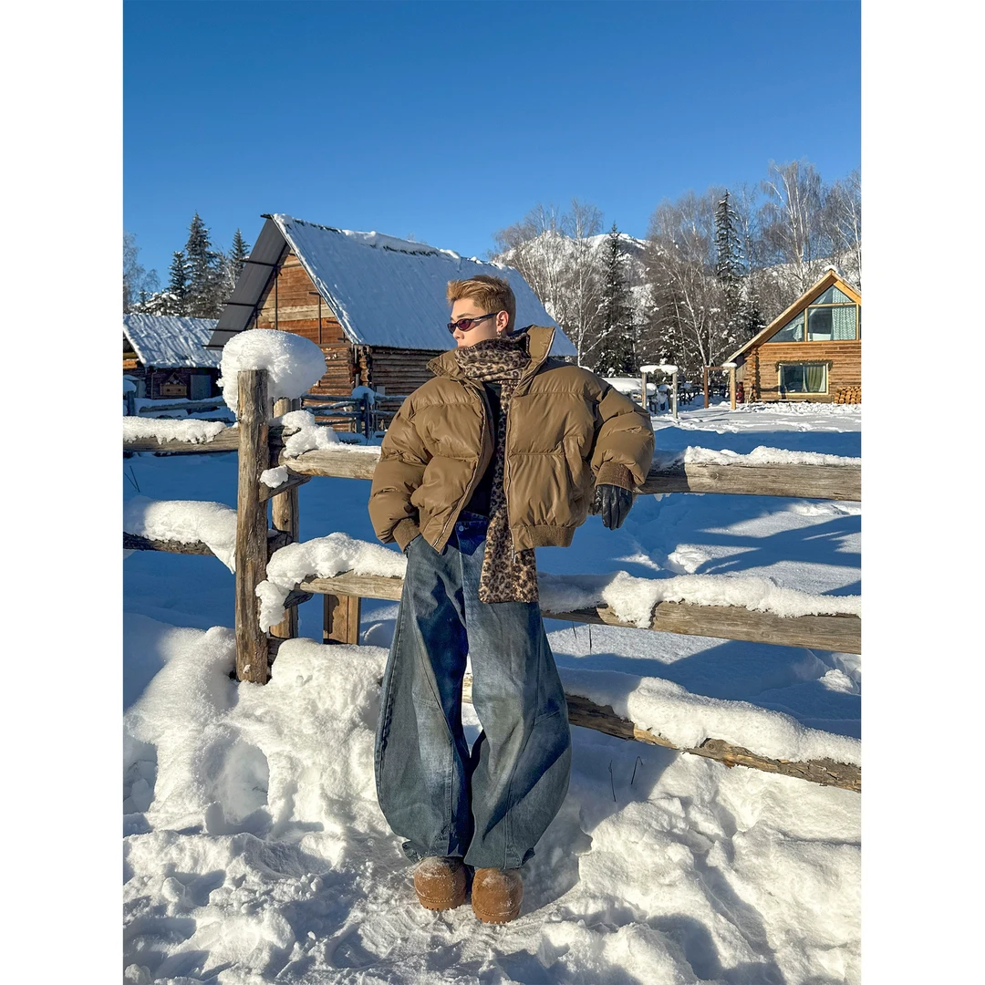 DBW Doublewin大廓形短款棉服外套男冬季立体拼缝宽松面包服1004