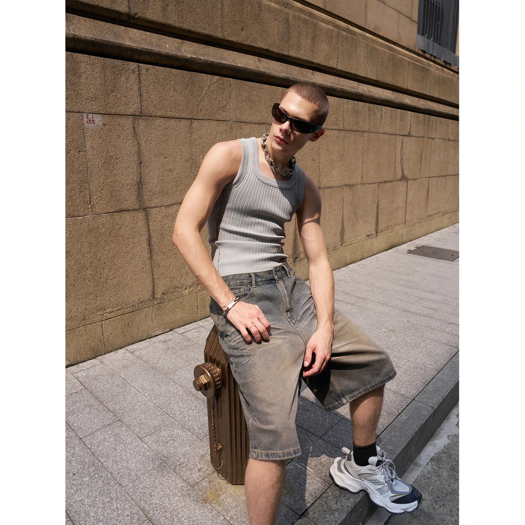 DBW Doublewin复古做旧水洗猫须牛仔短裤721