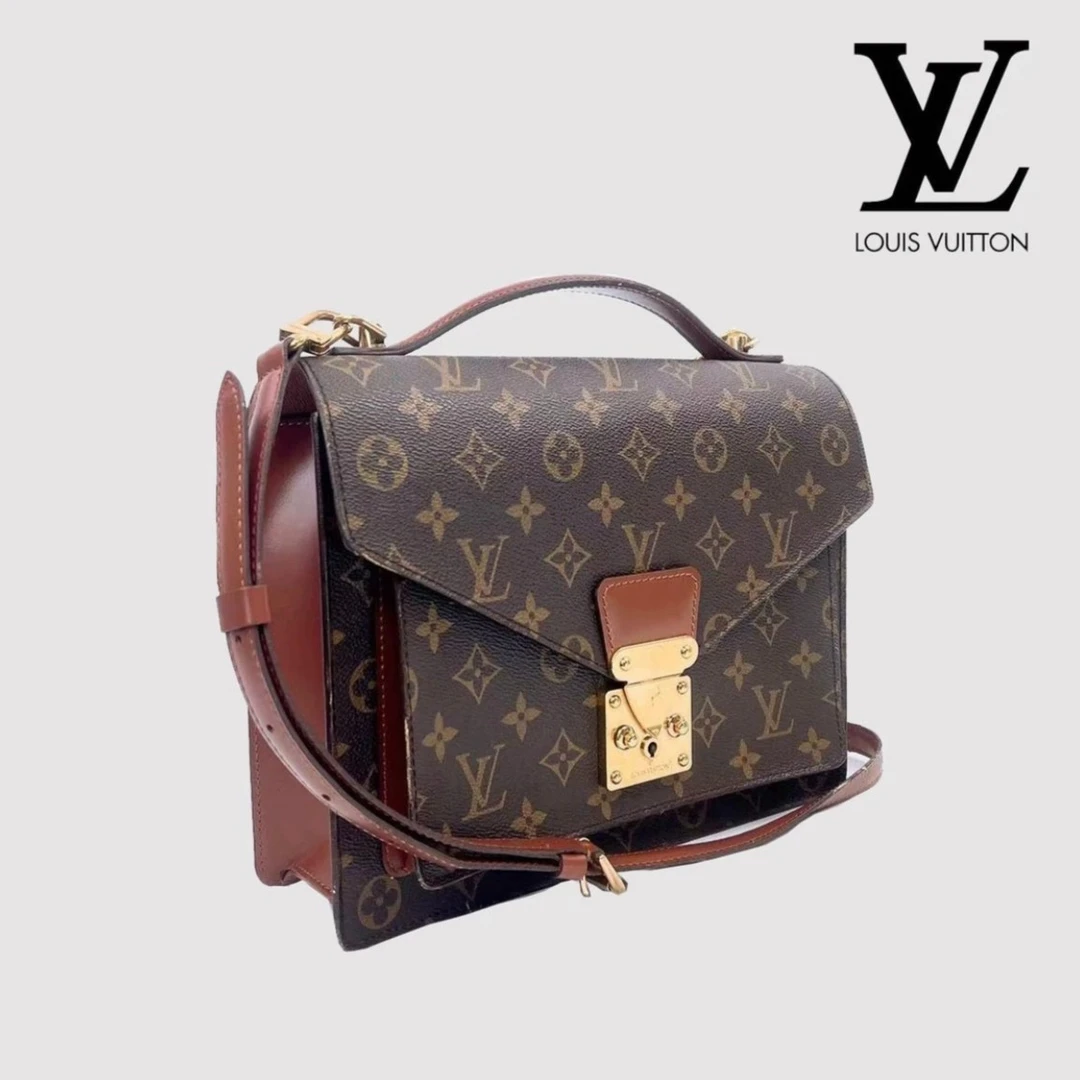 95新 LouisVuitton/路易威登 蒙梭邮差 全原 /斜跨手拿翻盖