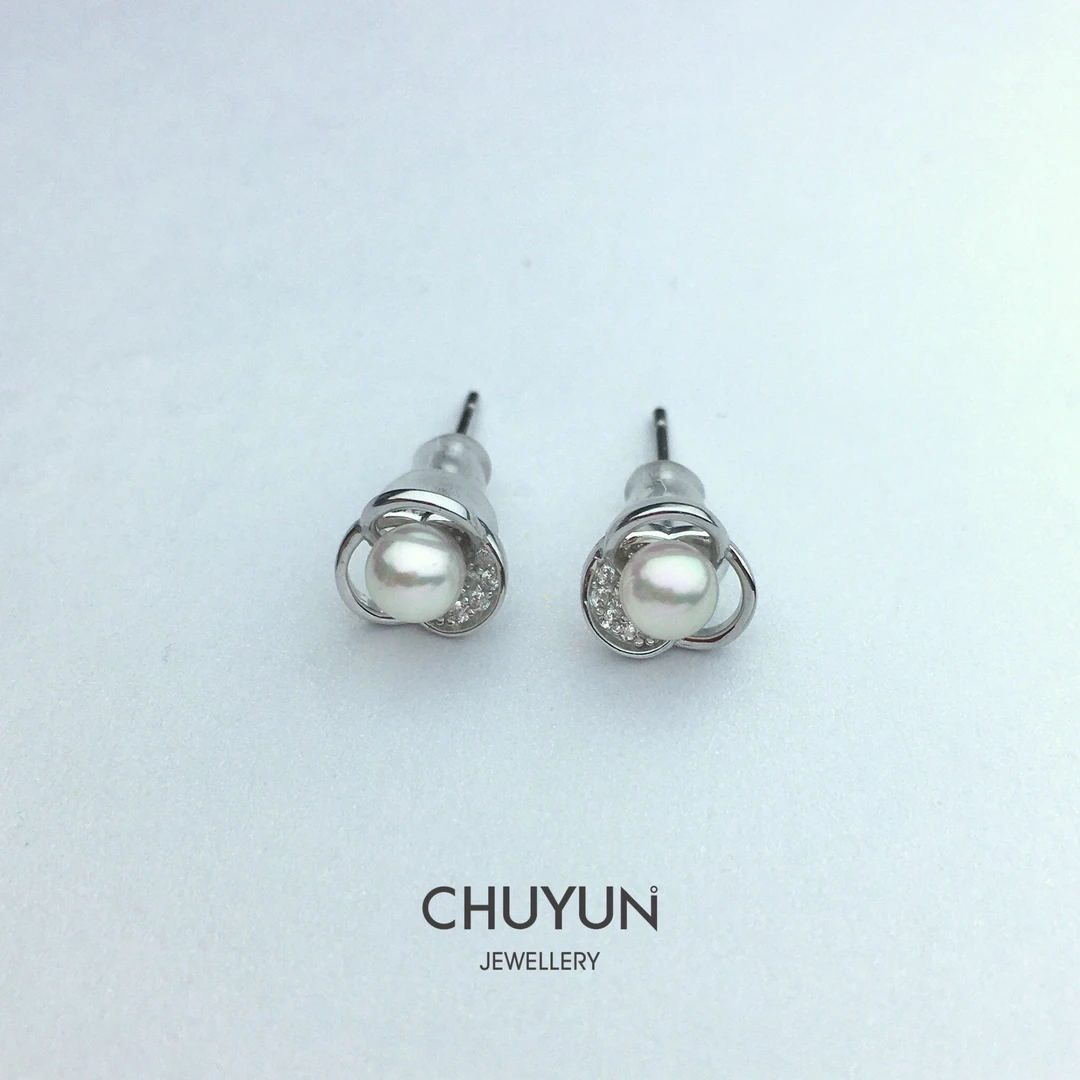 CHUYUN JEWELLERY/珠韵首饰s925银海水babyAkoya4-4.5mm耳钉精致