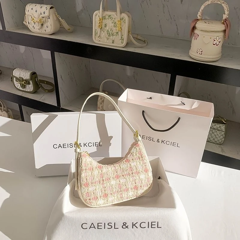 CAISL CIEL女包小众设计编织新月包包女夏季2022新款单肩腋下包