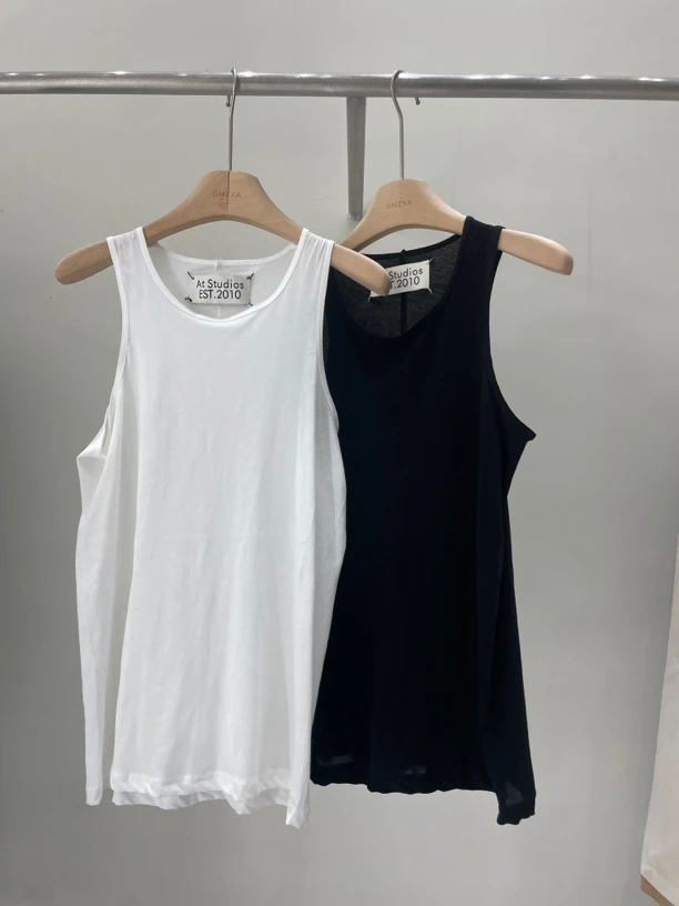 新款欧货圆领挖肩薄款纯棉宽松大码显瘦弓字百搭打底休闲背心