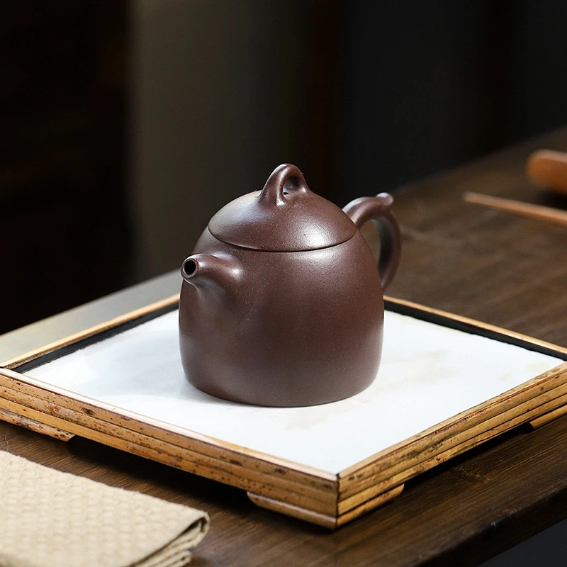 宜兴紫泥秦权壶家用大容量泡茶紫砂壶320cc(红窑高品)