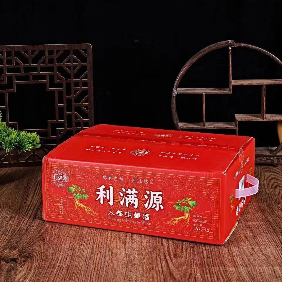 利满源红色小杯人参虫草酒 150毫升 42度 12瓶