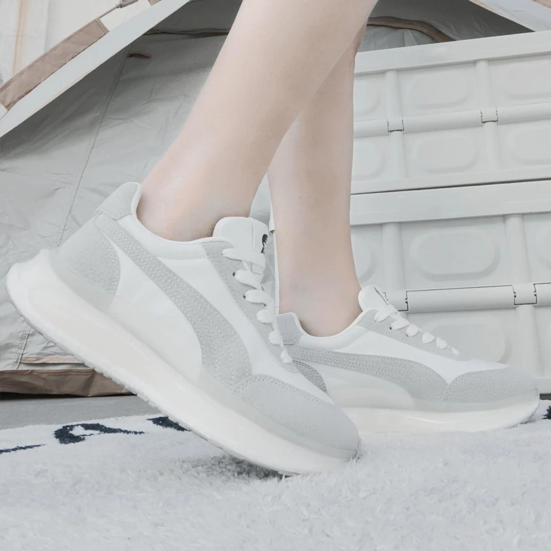 STARNOVO秋季皮面爆米花运动鞋情侣男女高端跑步鞋防泼水运动鞋