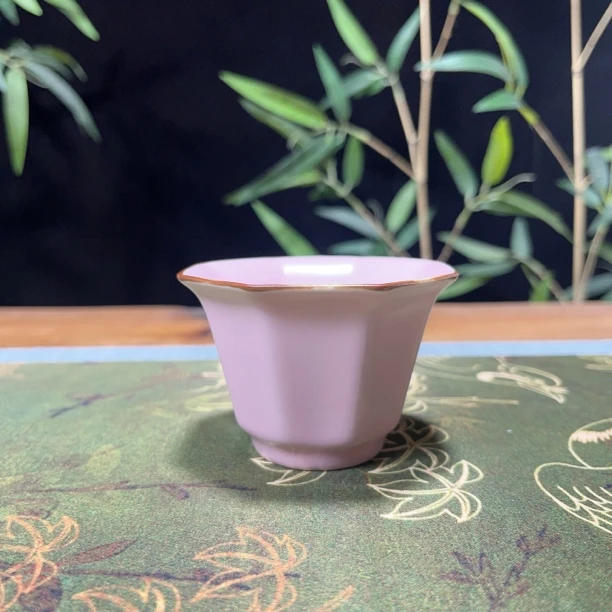 粉红汝窑八方杯主人杯茶杯仙女茶具