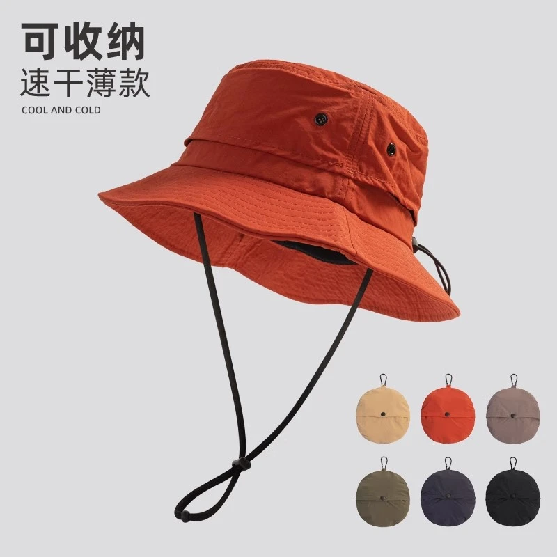 男女薄款速干渔夫帽户外帽子女式防晒遮阳帽可折叠收纳登山帽女款